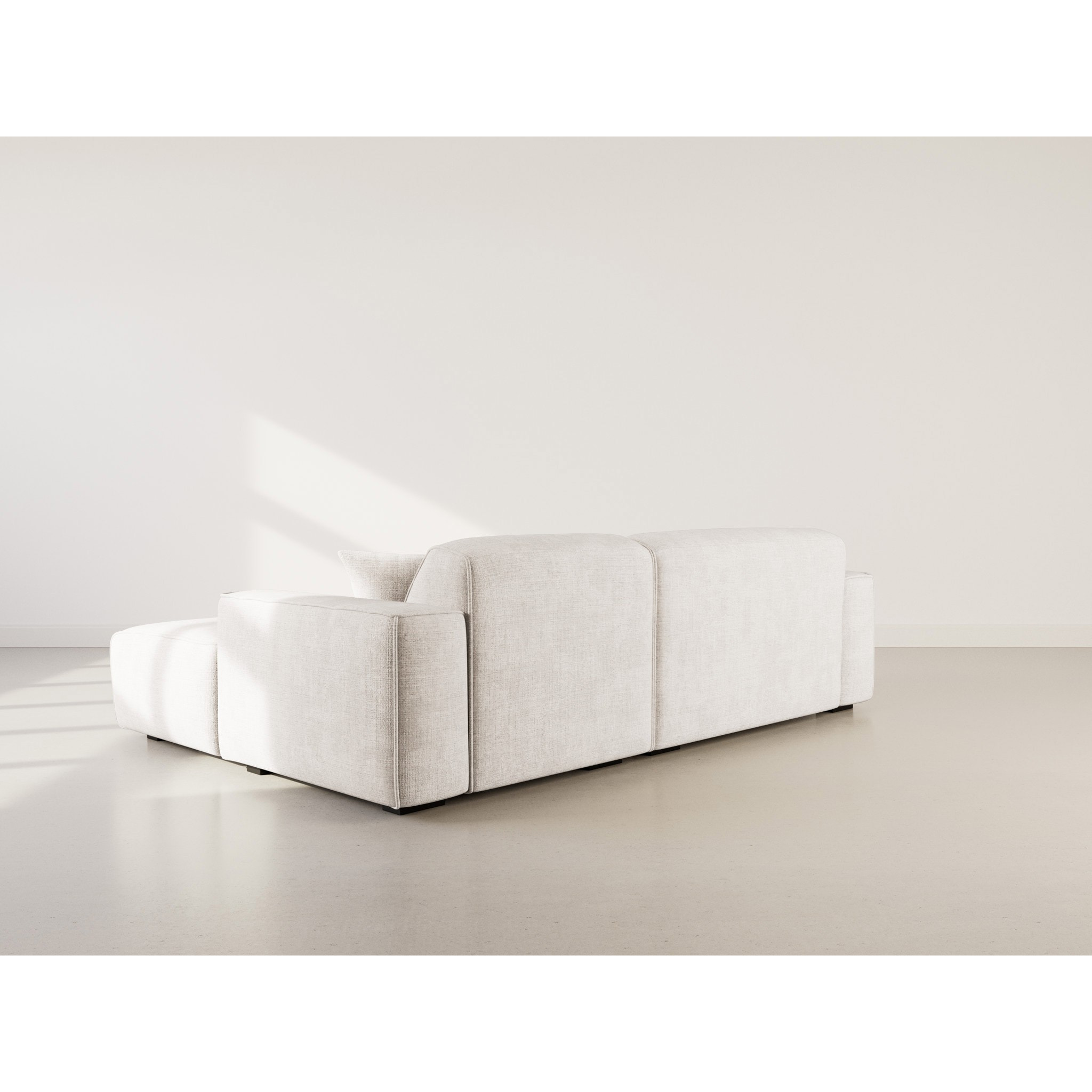 Lison - Canapé d'angle droit 4 places en velours texturé - Beige