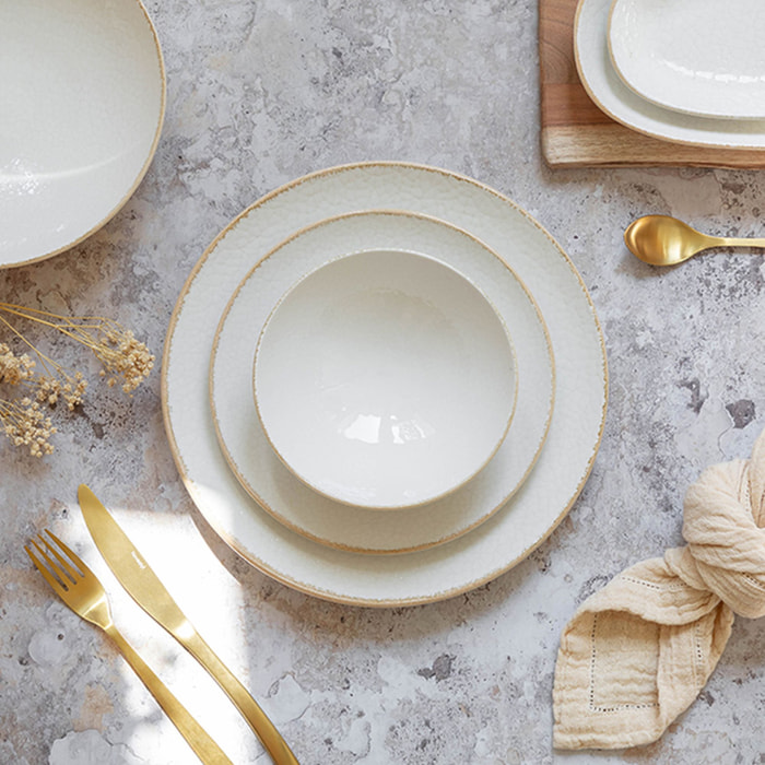 Lot de 6 coupelles en porcelaine blanche et liseré beige 15cm NUANCE