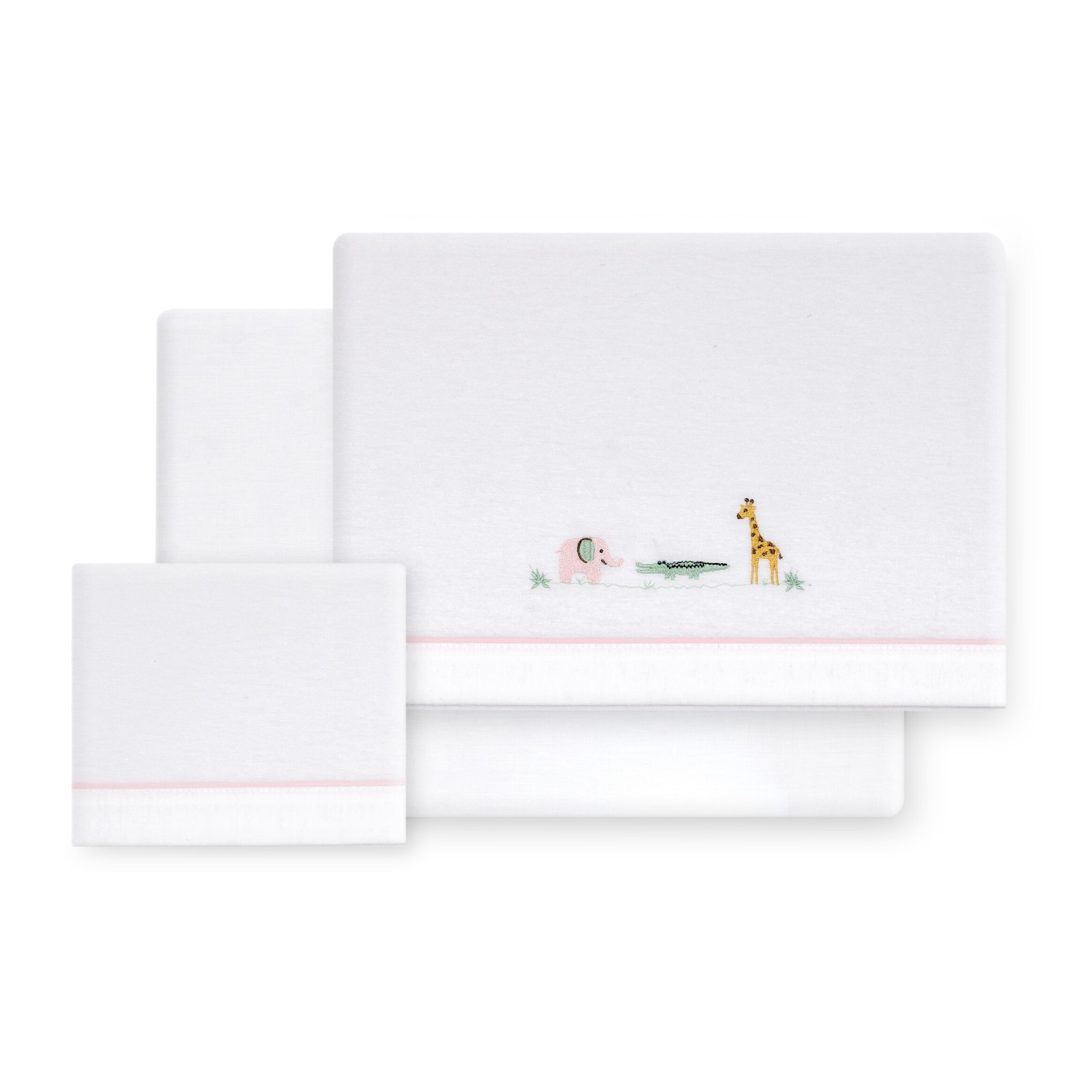 Triptico Cuna Franela Jirafa Savanna Bco/Rosa