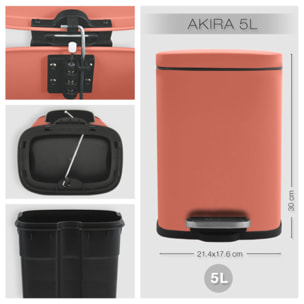 Set Poubelle à  pédale 5L & Brosse Wc AKIRA Terracotta mat Spirella