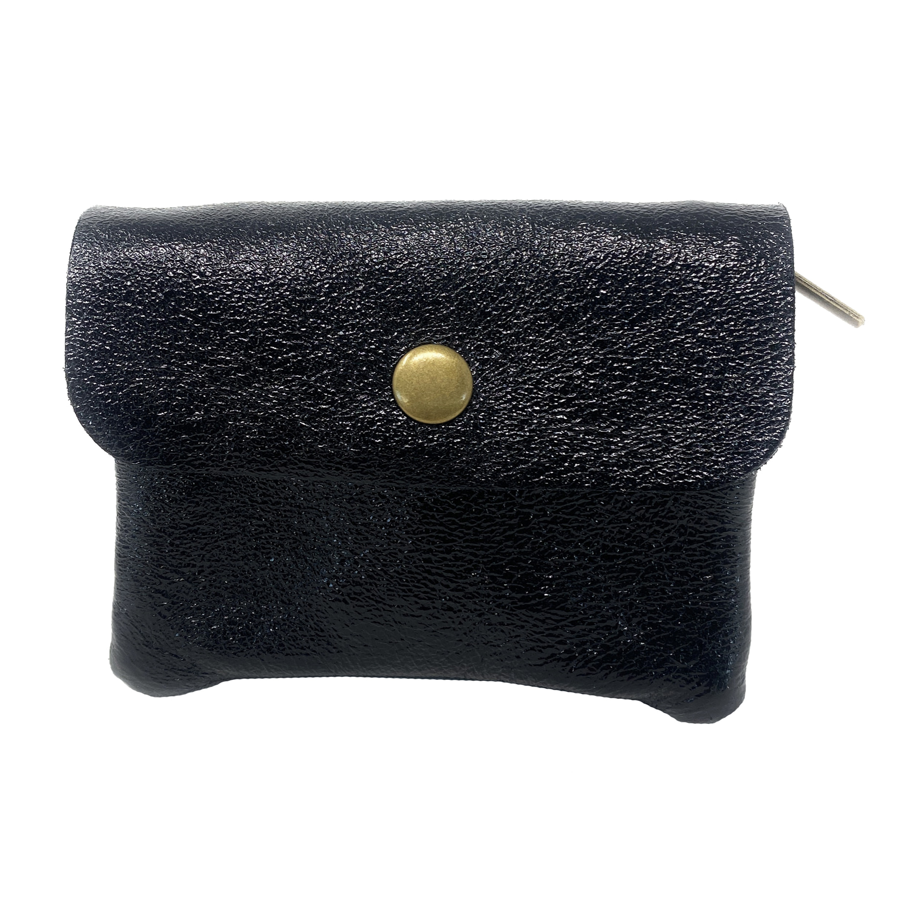 Chicca Borse Portamonete Donna in Pelle Nero Metallico