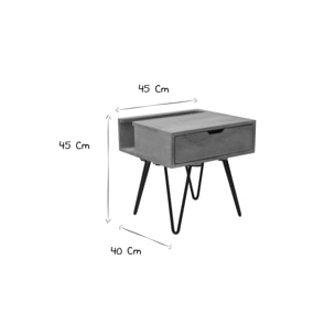 Table de chevet industrielle bois manguier massif et métal noir VIBES