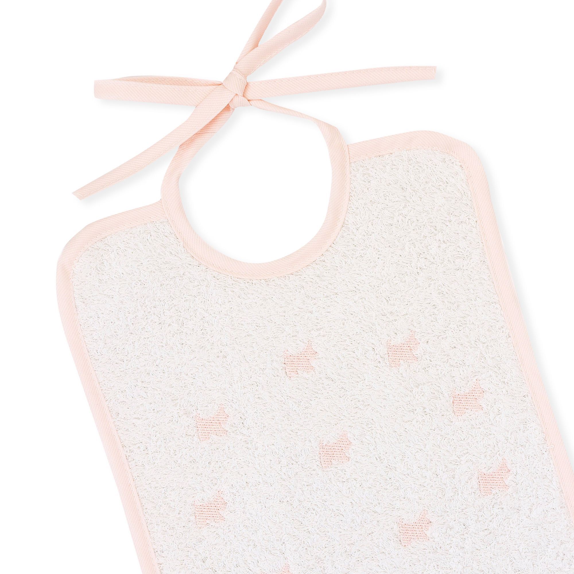 Babero Cuadrado Cinta Perritos-Coronas-Estrellitas Rosa Talla Uni