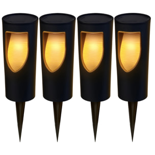 Lot de 4 balises solaires à piquer 4X GRILLY LED blanc chaud H34cm