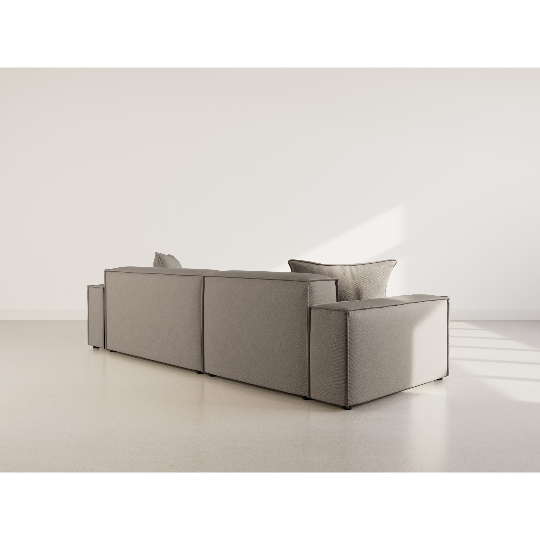 Atlas - Canapé d'angle réversible 4 places en velours texturé - Gris