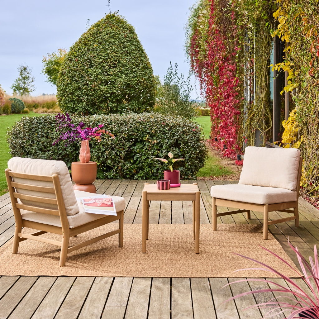 Salon de jardin bois d'acacia 2 places  LUNARI