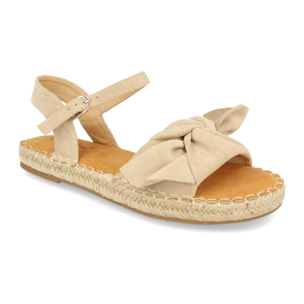 Sandalia plana de yute casual con lazo y pulsera ajustable primavera verano 2020