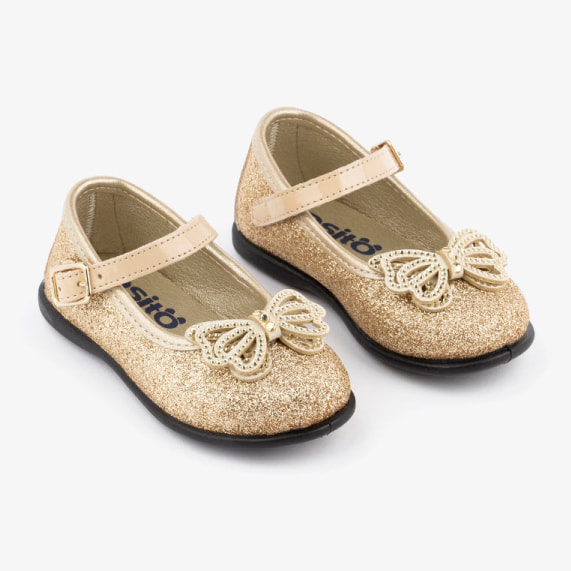 Ballerine con fiocco e glitter  per neonati