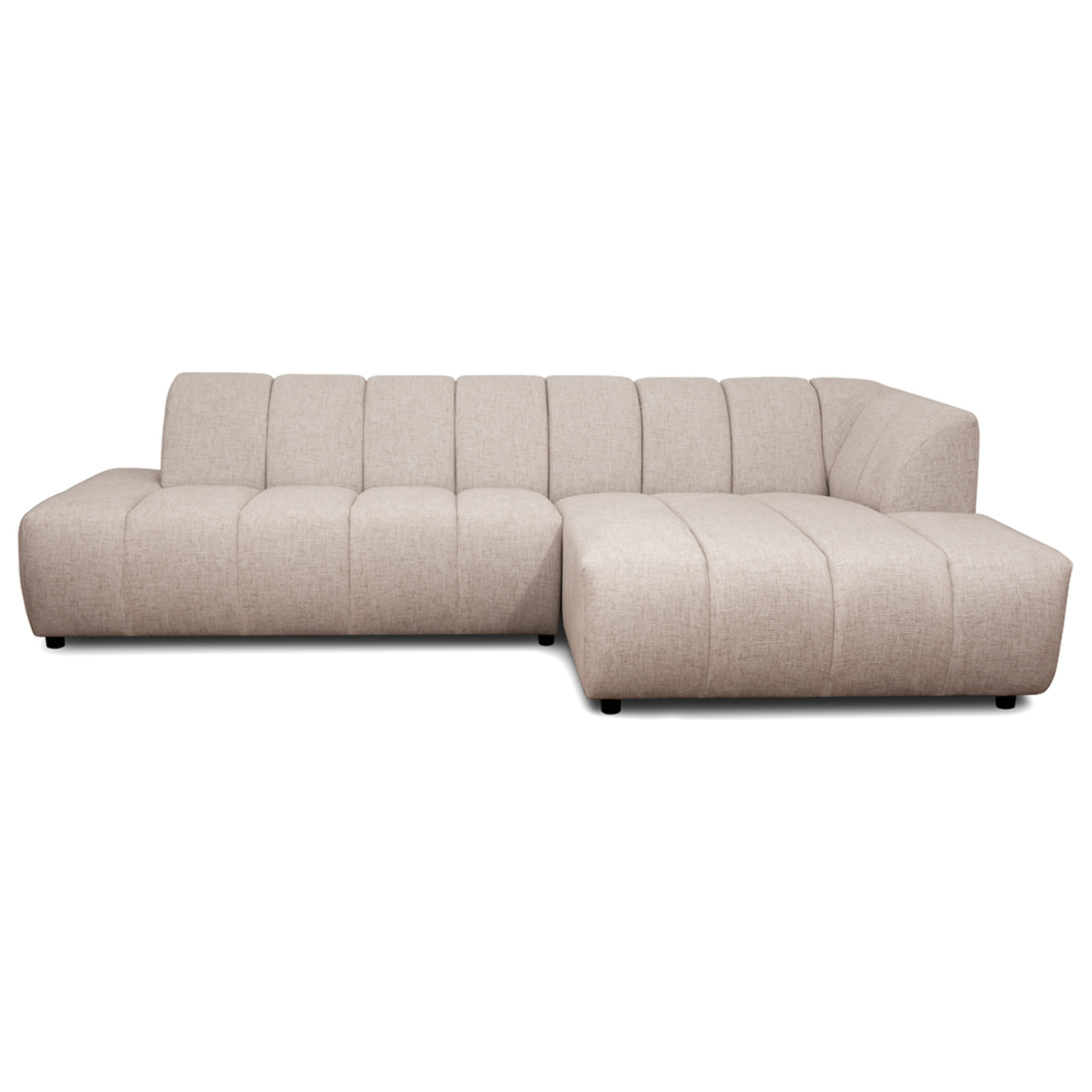 Curtis - canapé d'angle droit 4 places sans accoudoir en tissu texturé - Beige