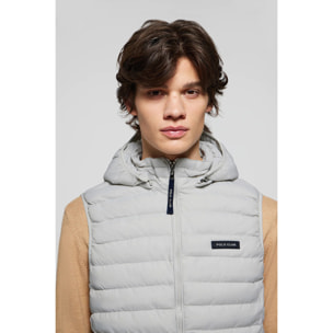 Gilet grigio ultraleggero con cappuccio e particolari Polo Club