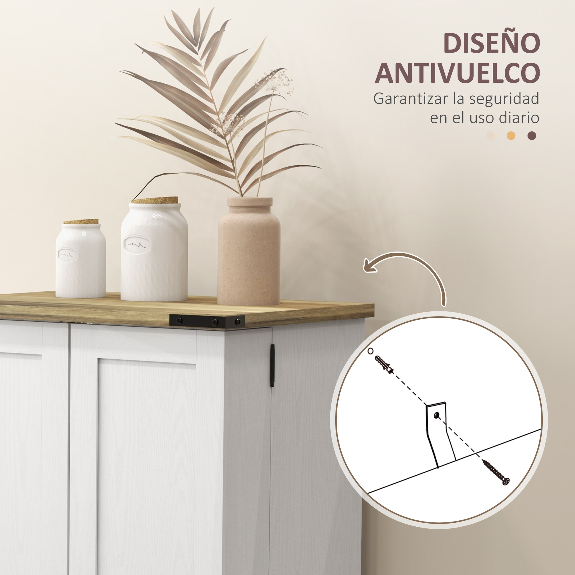Armario Despensa Cocina Armario de Cocina con 2 Puertas y 16 Estantes Alacena Rústica con Estantes Ajustables para Comedor Salón 60x40x104 cm Crema