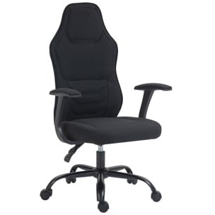 Fauteuil gamer ergonomique - chaise de bureau gaming - réglable - dossier inclinable - tissu noir