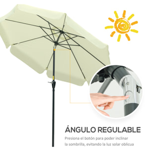 Sombrilla Terraza Exterior Ø266 cm Sombrilla de Jardín Inclinable con Protección UV50+ Poste de Aluminio y Manivela Parasol para Patio Terraza Beige