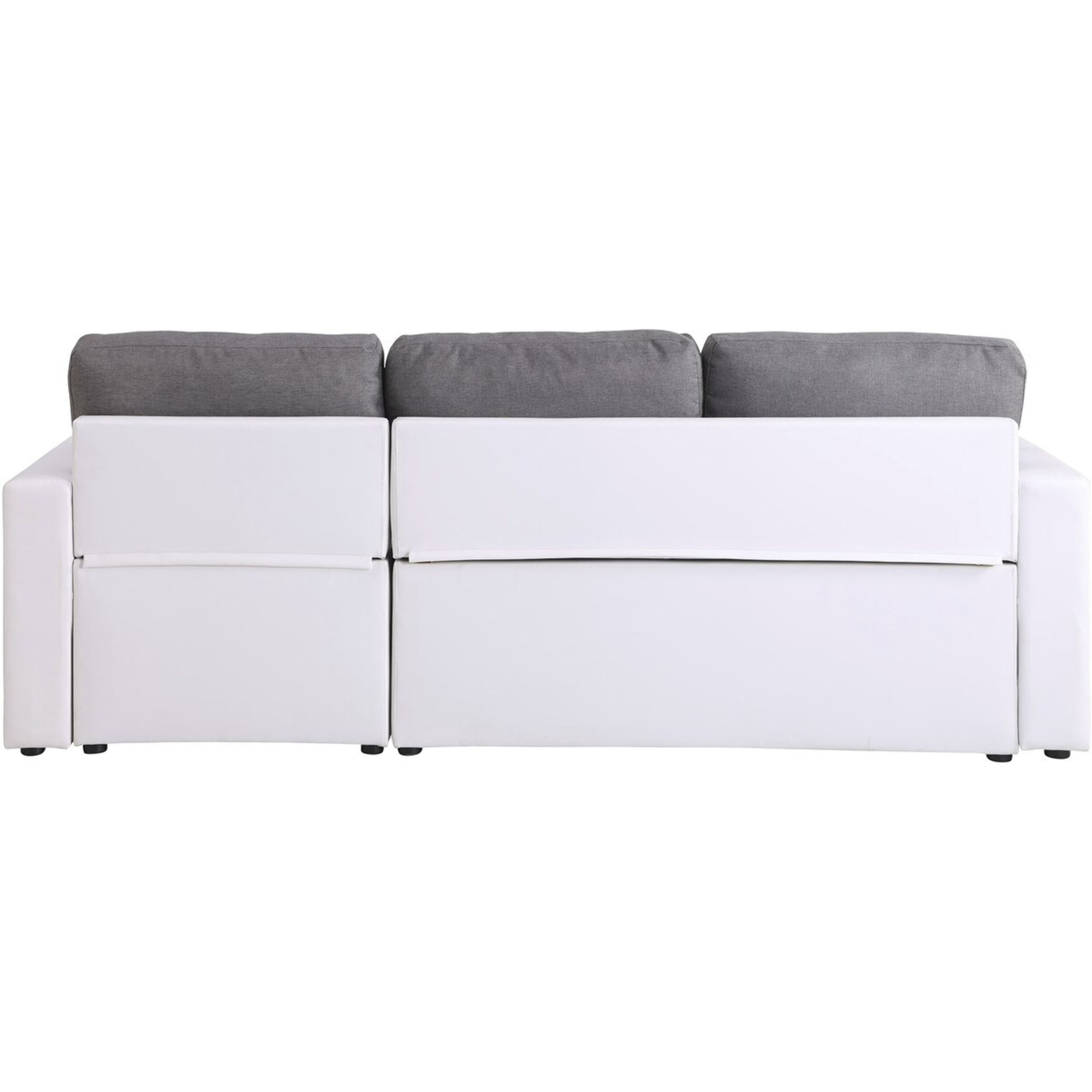 Canapé d'angle convertible/ réversible avec coffre "Alain" - 221 x 145 x 85 cm - 3 places - Gris / Blanc
