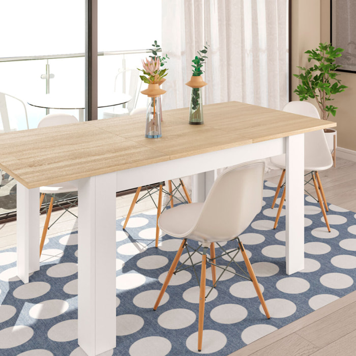 Mesa Comedor Extensible 78x140x90 Cm Roble Canadian/blanco Artik