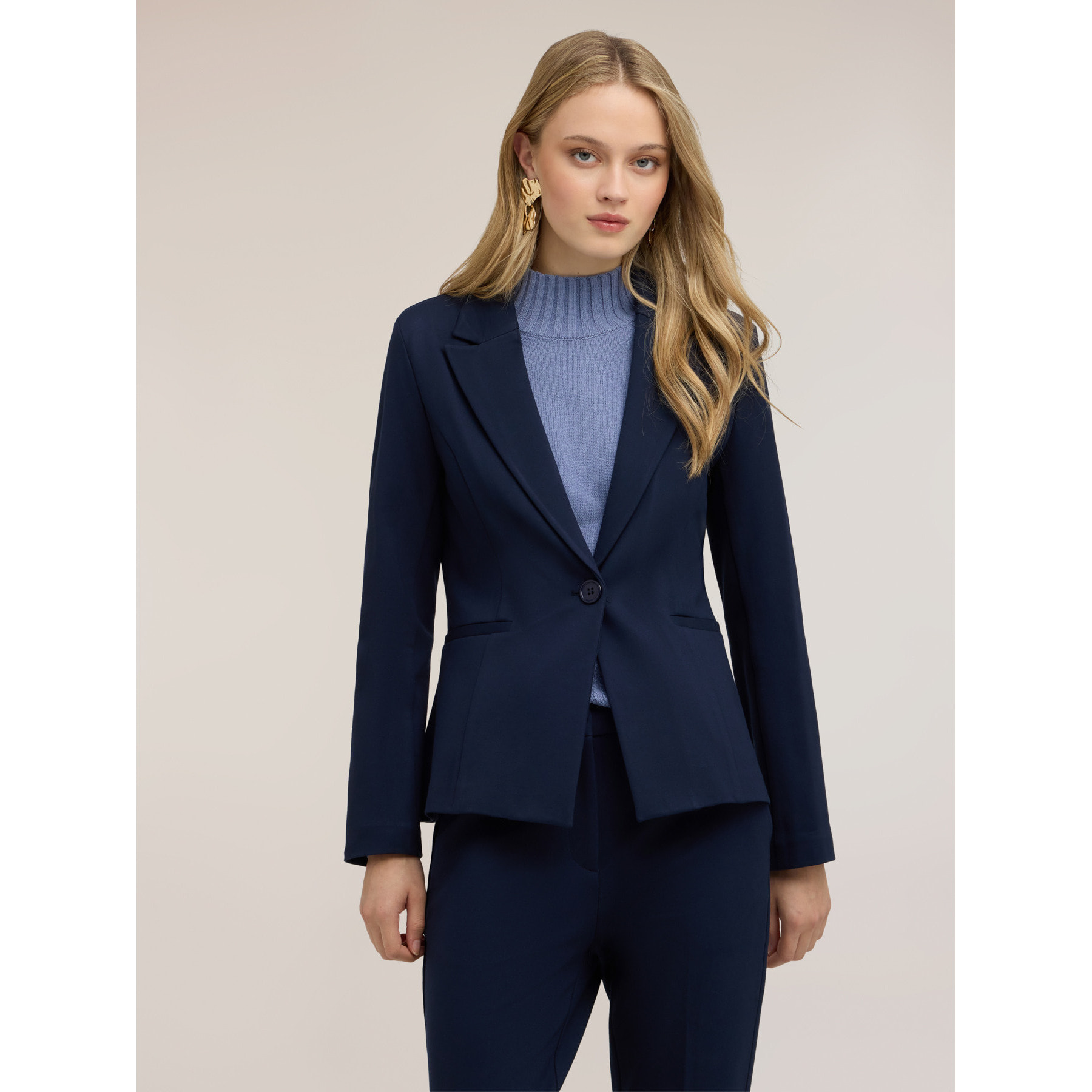 Motivi - Blazer monopetto in punto milano - Blu
