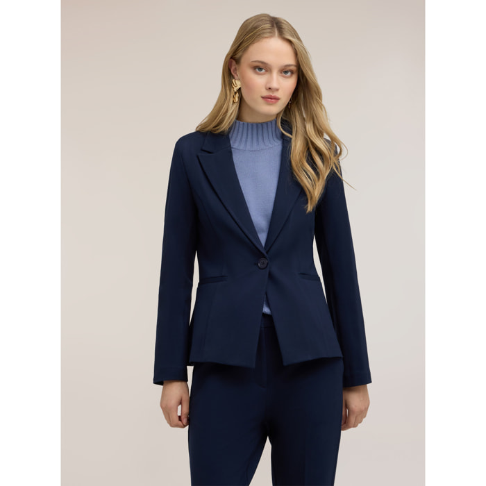 Motivi - Blazer monopetto in punto milano - Blu