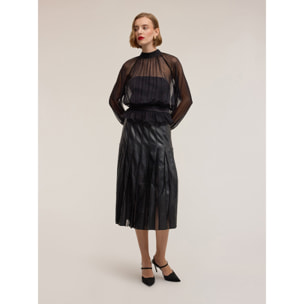 Motivi - Gonna plissé in tessuto spalmato Smart Couture - Nero