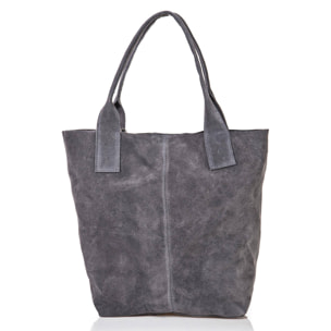 Borsa Donna in vera pelle Made in Italy colore Grigio dimensioni cm 40x35x15