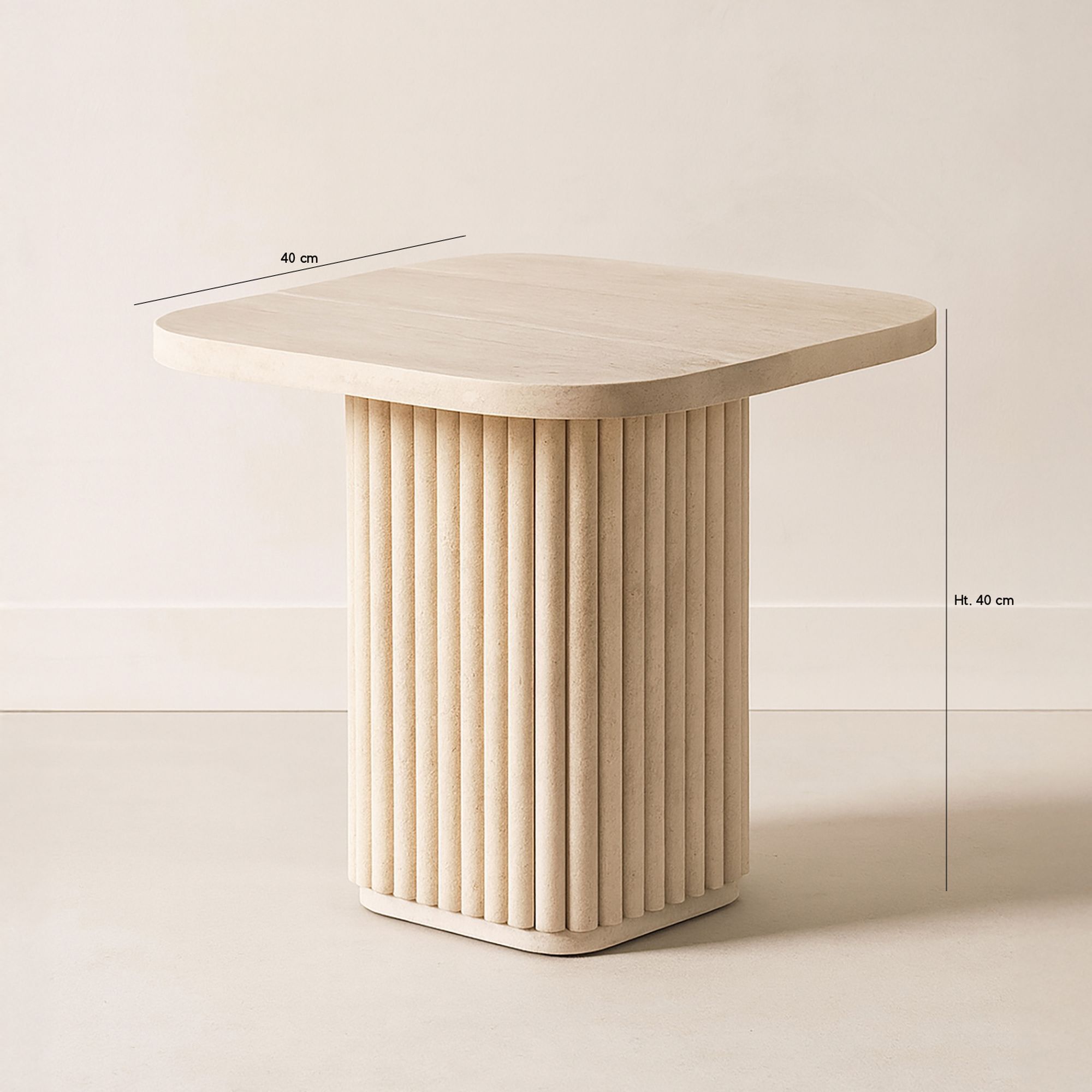 Table d'appoint carré effet travertin 40cm SUSAN
