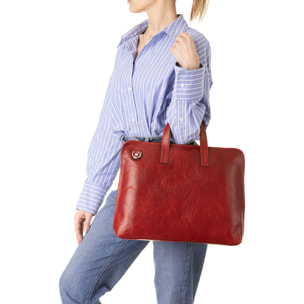 Borsa a mano  unisex In Vera pelle Made in Italy 40x30x5 cm