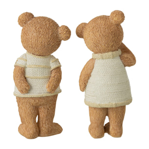 J-Line couple d’ours - polyrésine - camel - large - assortiment de 2