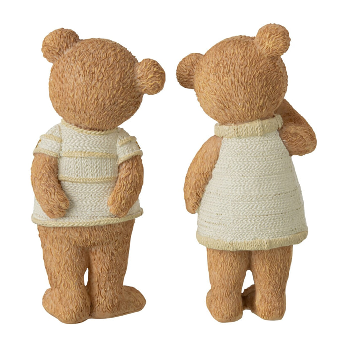 J-Line couple d’ours - polyrésine - camel - large - assortiment de 2