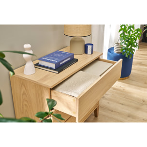 Commode scandinave en bois clair chêne 3 tiroirs L80 cm FREDDY