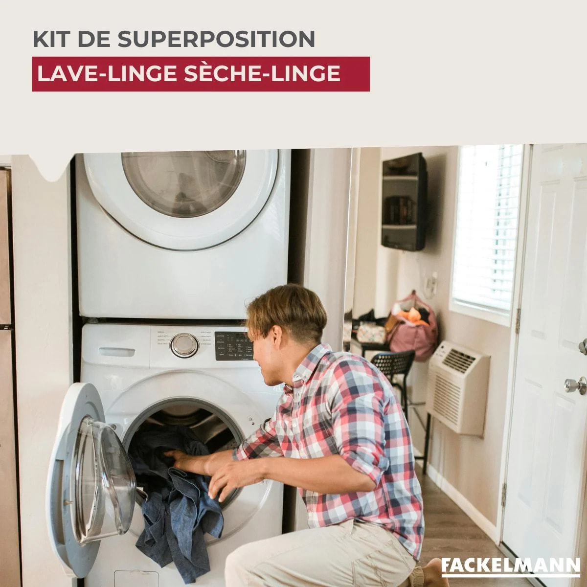 Kit de superposition lave-linge sèche-linge Fackelmann
