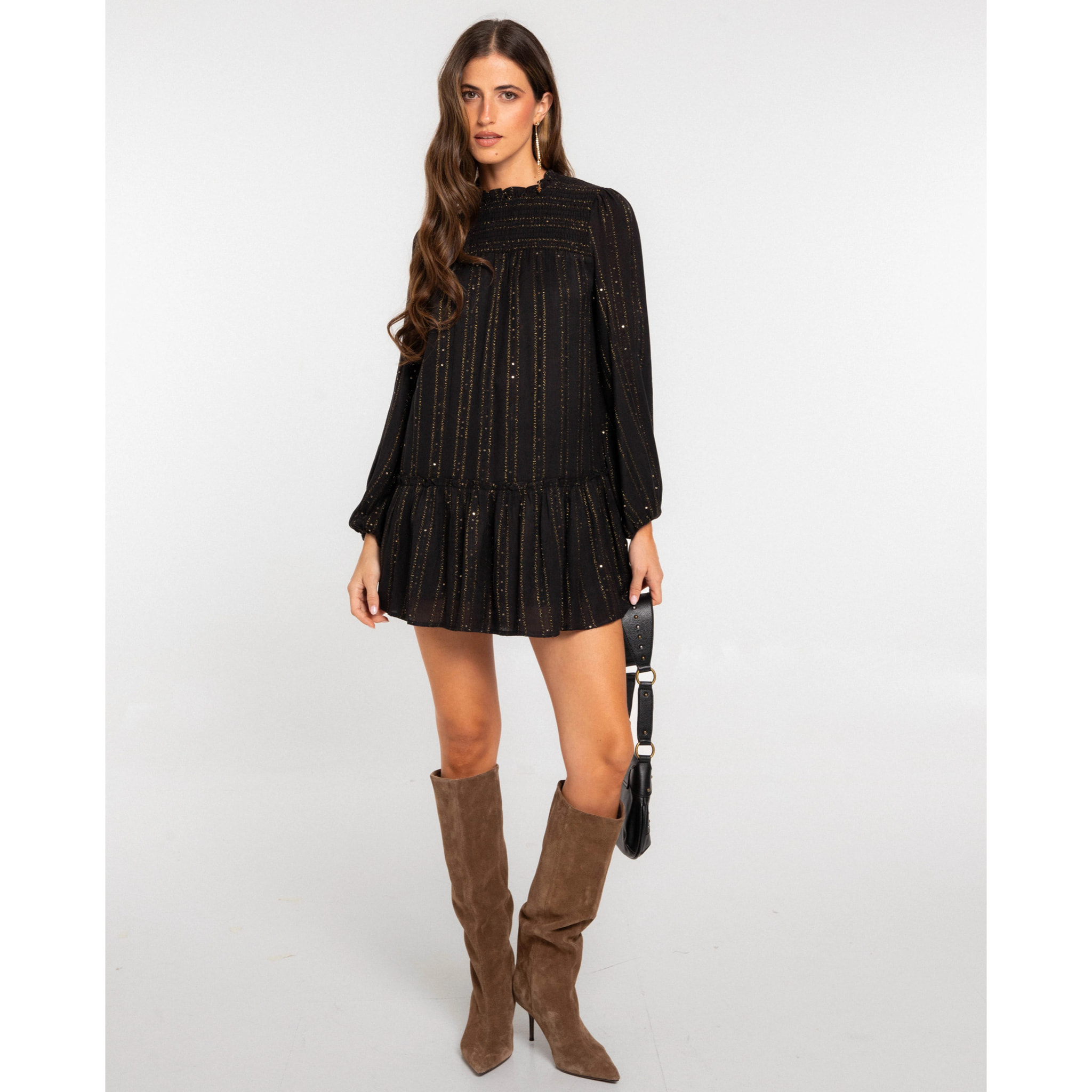 Vestido corto con lúrex de mujer