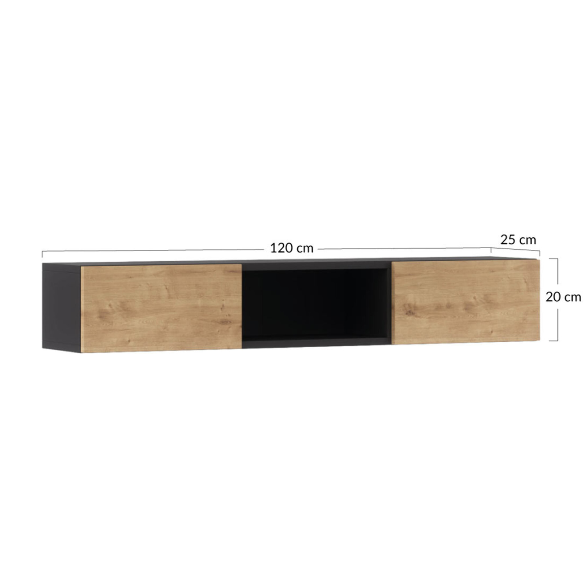 Felicia - étagère suspendue - 120 cm - Bois / Noir