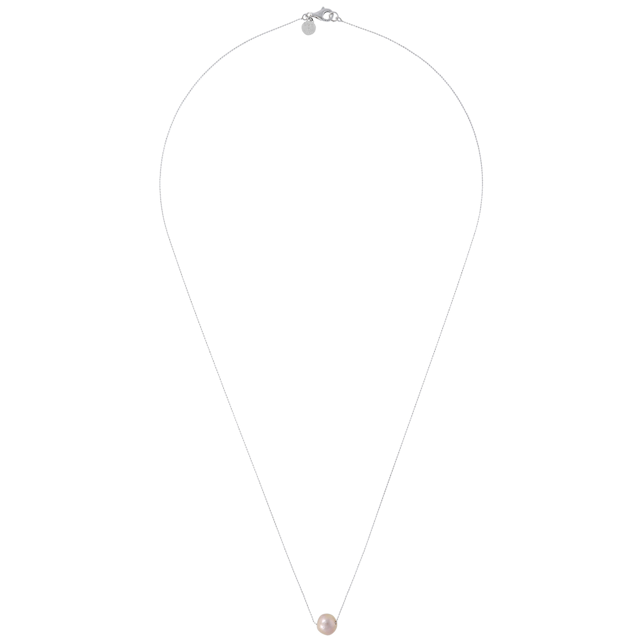 PERLAVIVA - Collana Catena a Palline in Argento 925 placcato Platino con Perla Ming d'Acqua Dolce Rosa Ø 11 mm