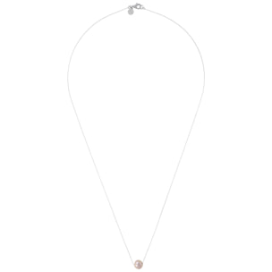 PERLAVIVA - Collana Catena a Palline in Argento 925 placcato Platino con Perla Ming d'Acqua Dolce Rosa Ø 11 mm
