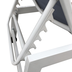 Bain de soleil BARBADOS en textilène gris - aluminium blanc