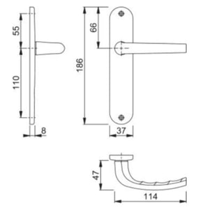 Ensemble sur plaque San Diego HOPPE 1191/347 Noir mat 165 mm - Bec de cane - 11719941