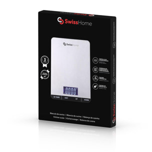 Báscula de cocina 23x15,8x2,2cm en Acero inoxidable color Negro SwissHome