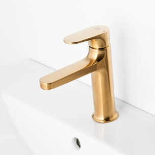 Dark set mitigeur lavabo + mitigeur cuisine Ceramia Timeless acier inoxydable, douchette extractible, or (SATB185BG)