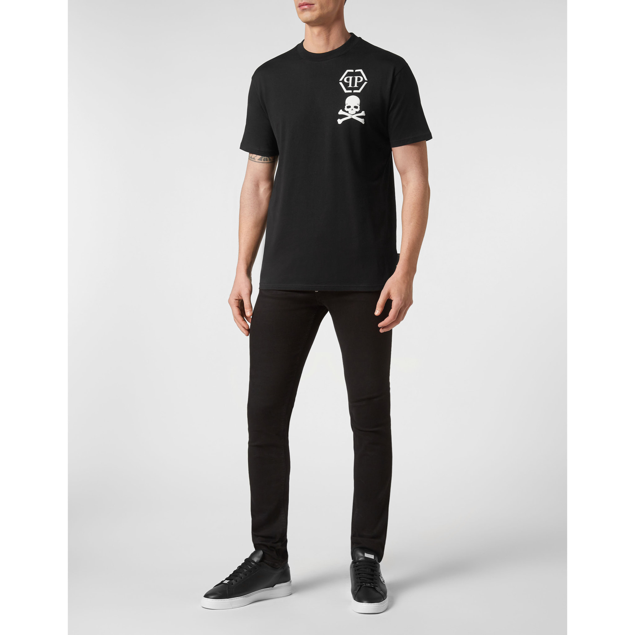 PHILIPP PLEIN Camiseta cuello pico SKULL