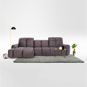 Canapé d'Angle Gauche Velours Anacapri, 3 Places, Repose-têtes Ajustables, Style Contemporain