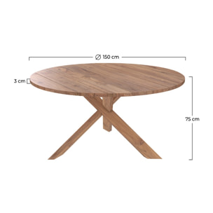 Table ronde 6-8 personnes en bois de teck recyclé D150 cm - Laure