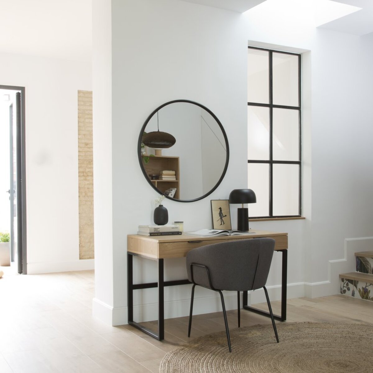 Bureau Coimbra -tableau en tôle naturelle-couleur chêne naturel 120 x 75 x 60 cm