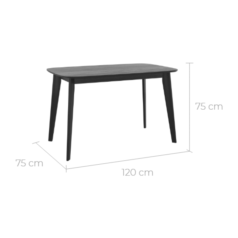 Table rectangulaire 4 personnes en bois noir 120 cm - Oman
