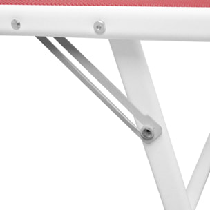 Lot de 2 bains de soleil SARDINIA en textilène rose - structure blanche