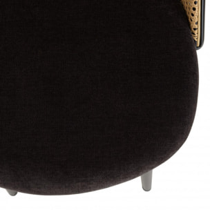 LEA - Lot de 2 chaises assise tissu noir dossier arrondi effet cannage
