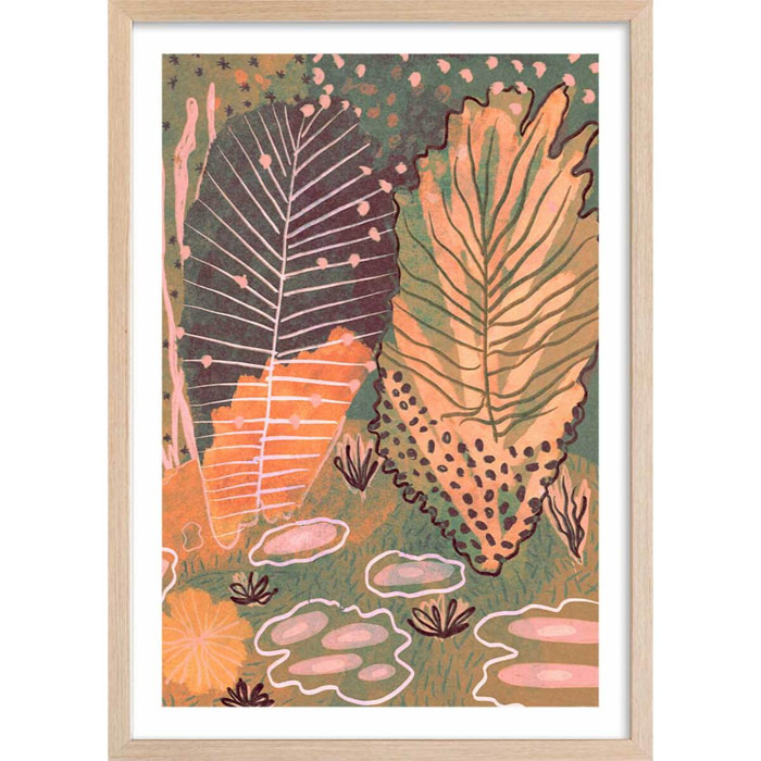 Affiche enfant forêt magique  Affiche + cadre en bois - Chêne