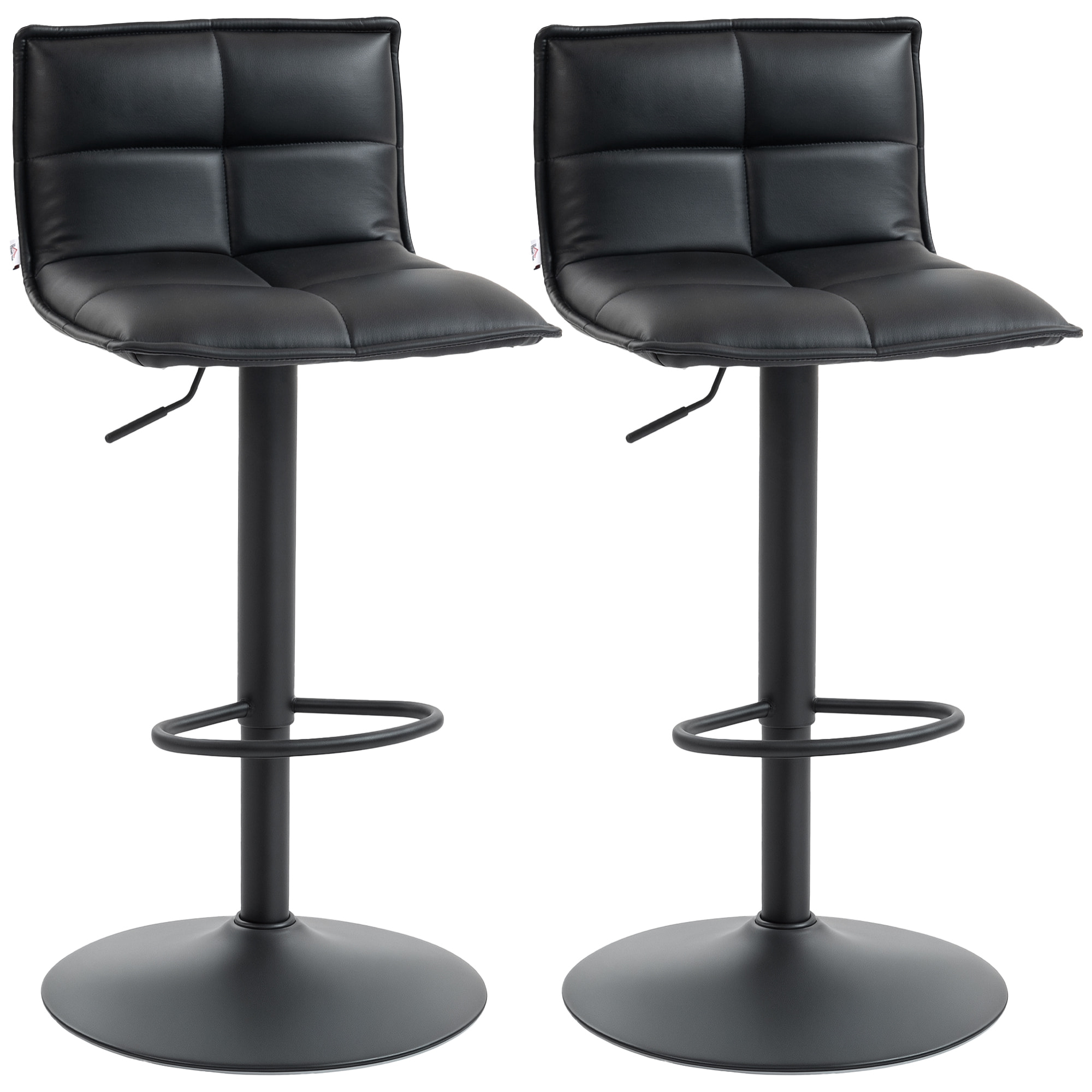 Lot de 2 tabourets de bar réglable en hauteur assise pivotant PU noir