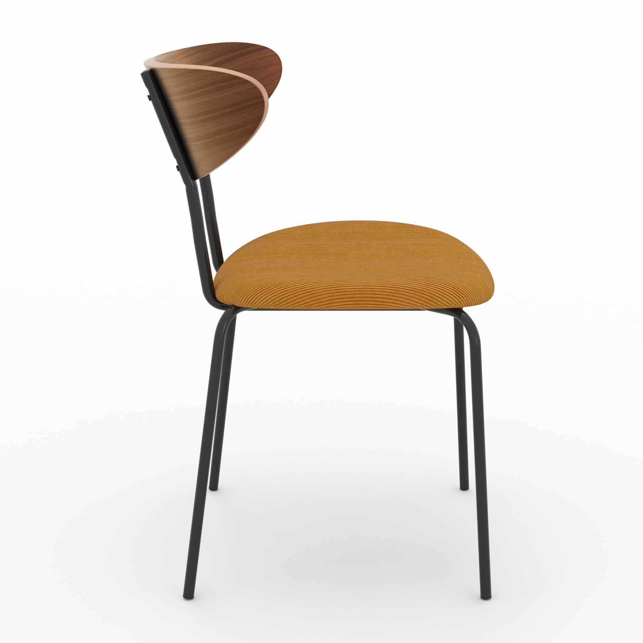 Lot de 2 chaises en velours côtelé jaune moutarde et bois de noyer - Jade