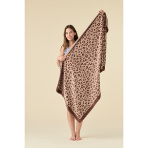 Telo mare 90x170 cm in spugna velour marrone con stampa maculata Noidinotte