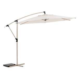 Parasol déporté rond "Manoa" argile & blé 3m en aluminium acier et polyester