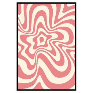 Affiche encadrée motif abstrait ondulé rose Affiche + cadre en métal - Noir